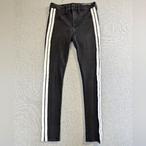 Rag & Bone High Rise Jeans Women's 29 Black Tuxedo White Stripes Skinny Leg